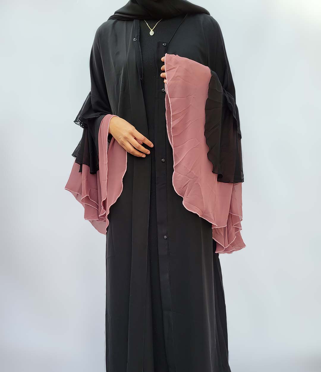 Yusra Abaya in Rose – Tasnim's Collection