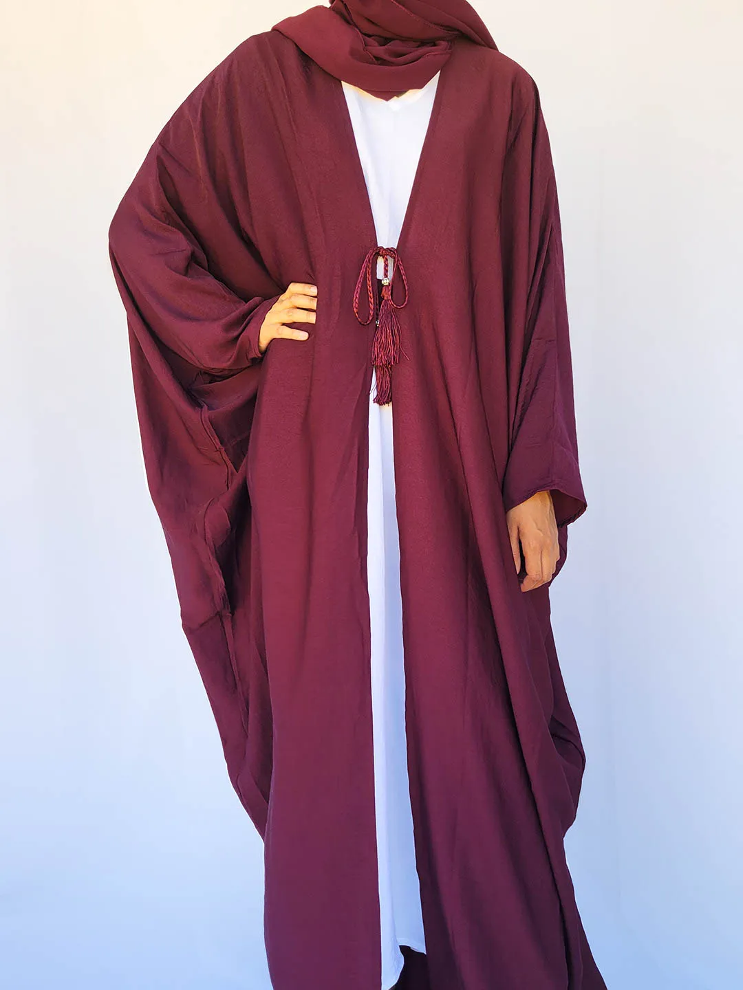 Amira Abaya in Burgundy – Tasnim's Collection